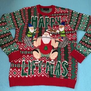 BLIZZARD BAY 3D ugly Christmas sweater Santa bodybuilder long sleeve size M